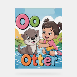 Letter O Alfabet Poster – O is voor Otter Schattig