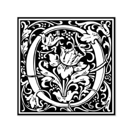Letter O art nouveau black and white Tegel Zelfinktende Stempel