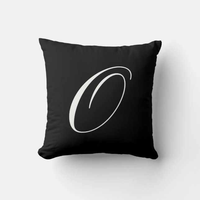 Letter O Black Monogram Pillow Kussen (Voorkant)