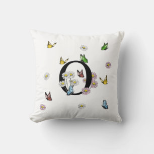 Letter O Bloem Vlinder Monogram Initiaal Kussen