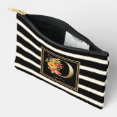 Letter O Bloemmonogram Zwart Wit Gouden Strepen Etui (Open)
