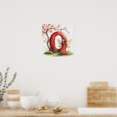 Letter O Cherry Blossom Fairy Art Poster Alphabet (Keuken)