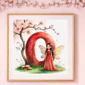 Letter O Cherry Blossom Fairy Art Poster Alphabet