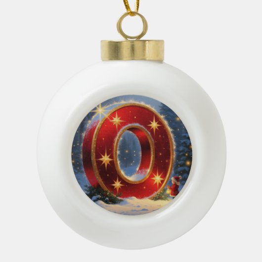 Letter O Christmas Wonder Personalized Initial Keramische Bal Ornament (Voorkant)