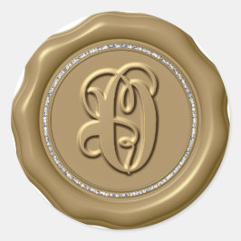*~* Letter O Diamond Circle GOUDEN Wax Seal Sticke Ronde Sticker