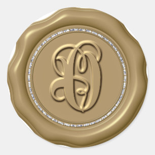 *~* Letter O Diamond Circle GOUDEN Wax Seal Sticke Ronde Sticker
