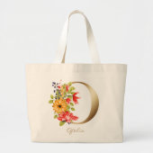Letter O Elegant Floral Gold Monogram Grote Tote Bag (Voorkant)