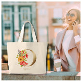 Letter O Elegant Floral Gold Monogram Grote Tote Bag