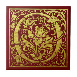 Letter O First Letter Faux Gold Red Tegeltje