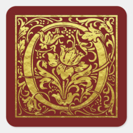 Letter O First Letter Faux Gold Red Vierkante Sticker