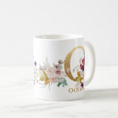 Letter O - Gouden bloem naam zus collega vriend Koffiemok (Voorkant rechts)