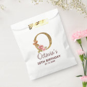 Letter O Gouden Monogram Blush Roze Rozen Bedankzakje (Gezegeld)