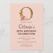 Letter O Gouden Monogram Roze Rozen Kaart (Voorkant)