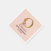 Letter O Gouden Monogram Roze Rozen Servet (Hoek)