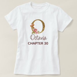 Letter O Gouden Monogram Roze Rozen Verjaardag T-shirt