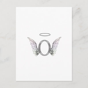 Letter O Initiaal Monogram met Angel Wings & Halo Briefkaart