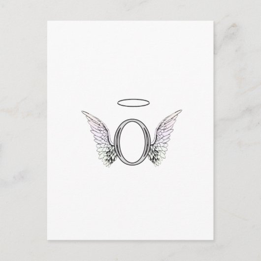 Letter O Initiaal Monogram met Angel Wings & Halo Briefkaart (Voorkant)