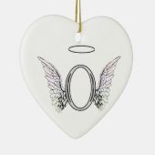 Letter O Initiaal Monogram met Angel Wings & Halo Keramisch Ornament (Rechts)