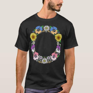 Letter O Initiaal Monogram Zonnebloem Bloemig Alfa T-shirt