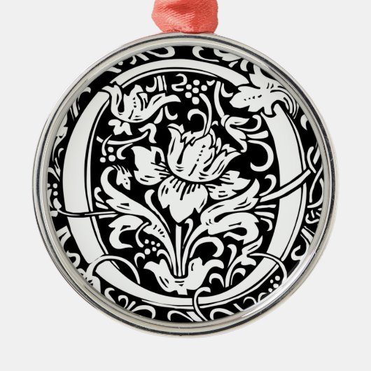 Letter O Medieval Monogram  Initiaal Metalen Ornament (Voorkant)