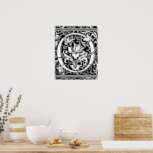 Letter O Medieval Monogram Initialv Poster (Keuken)
