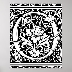 Letter O Medieval Monogram  Initialv Poster