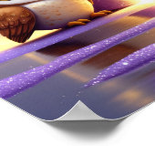 Letter O met Uil Poster Glitter Paarse Alfabet (Hoek)