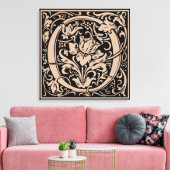 Letter O Middeleeuwse Monogram Art Nouveau Canvas Afdruk (Insitu (Woonkamer))