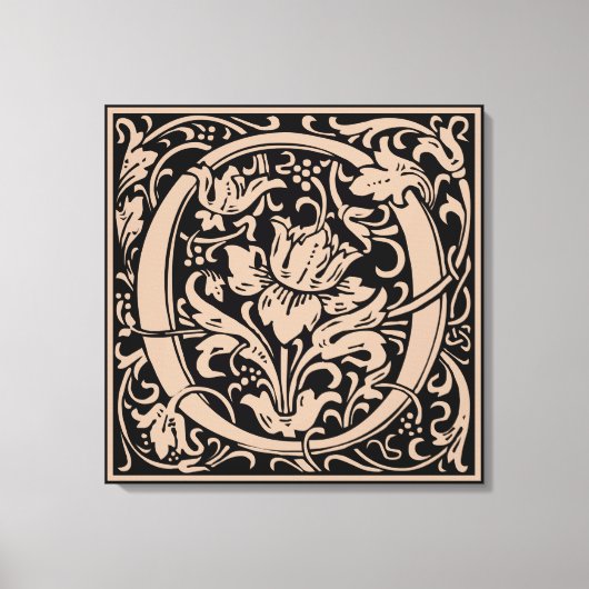 Letter O Middeleeuwse Monogram Art Nouveau Canvas Afdruk (Voorkant)