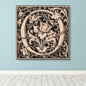 Letter O Middeleeuwse Monogram Art Nouveau Canvas Afdruk (Insitu (Houten vloer))