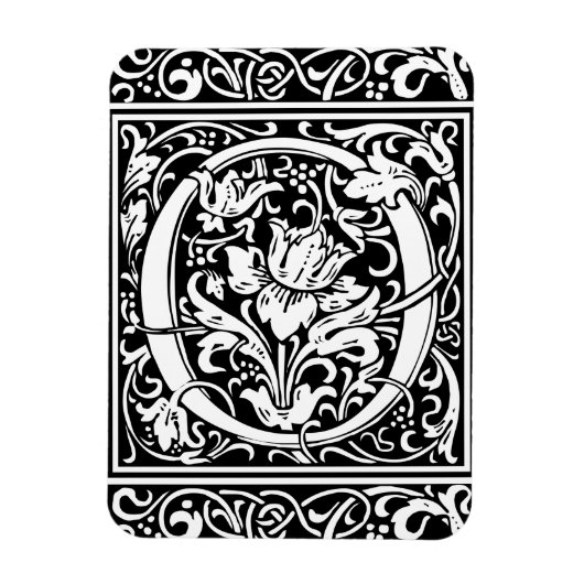 Letter O Middeleeuwse Monogram Art Nouveau Magneet (Verticaal)