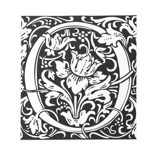 Letter O Middeleeuwse Monogram Art Nouveau Notitieblok (Voorkant)