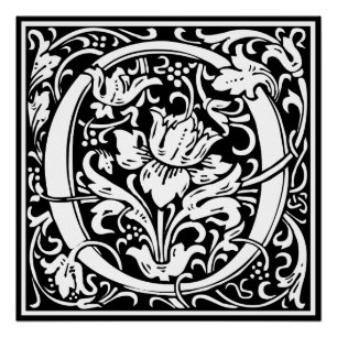 Letter O Middeleeuwse Monogram Art Nouveau Perfect Poster