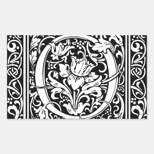 Letter O Middeleeuwse Monogram Art Nouveau Rechthoekige Sticker (Voorkant)