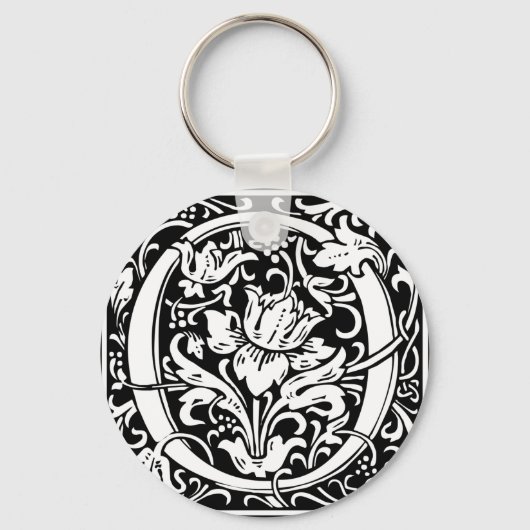 Letter O Middeleeuwse Monogram Art Nouveau Sleutelhanger (Voorkant)
