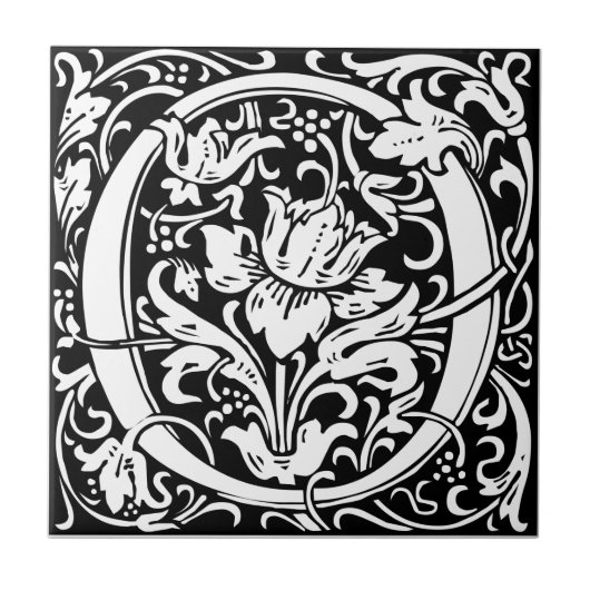 Letter O Middeleeuwse Monogram Art Nouveau Tegeltje (Voorkant)