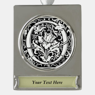 Letter O Middeleeuwse Monogram Art Nouveau Verzilverd Banner Ornament