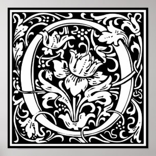 Letter O Middeleeuwse Monogram Vintage Initiaal Poster