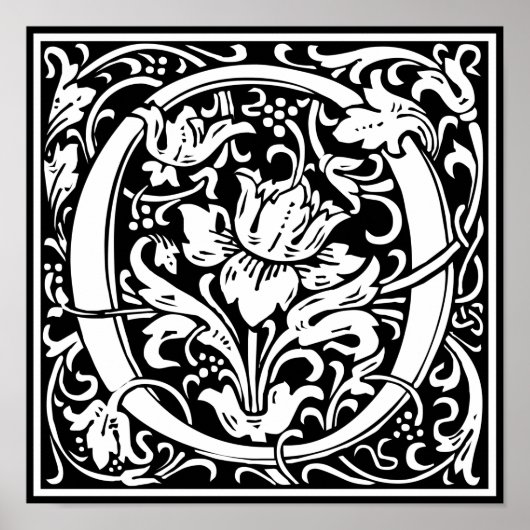 Letter O Middeleeuwse Monogram Vintage Initiaal Poster (Voorkant)