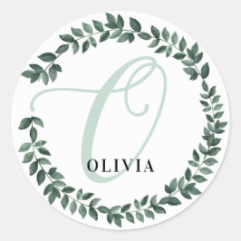 Letter O Monogram Aangepaste Naam Minimalistische  Ronde Sticker