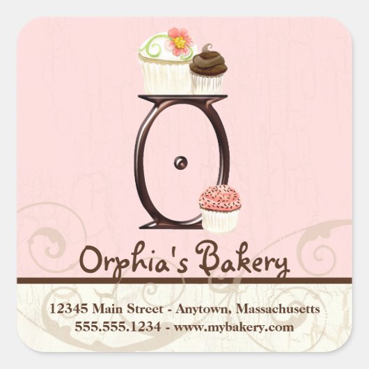 Letter O Monogram Cupcake Logo Zakelijke Stickers (Voorkant)