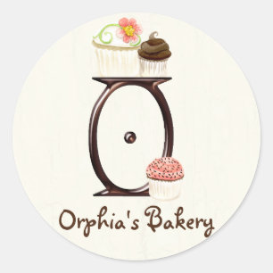 Letter O Monogram Cupcake Logo Zakelijke Stickers