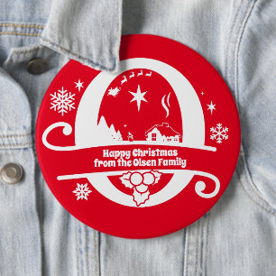 Letter O Monogram Initiaal Familienaam Greep Ronde Button 6,0 Cm