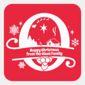 Letter O Monogram Initiaal Familienaam Greep Vierkante Sticker (Voorkant)