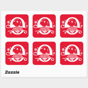 Letter O Monogram Initiaal Familienaam Greep Vierkante Sticker