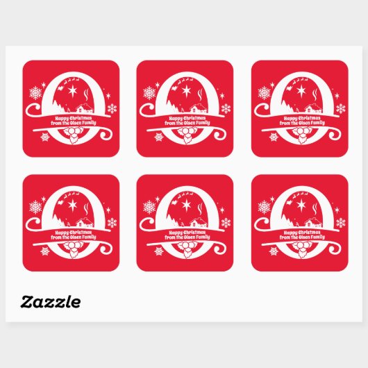 Letter O Monogram Initiaal Familienaam Greep Vierkante Sticker (Vel)