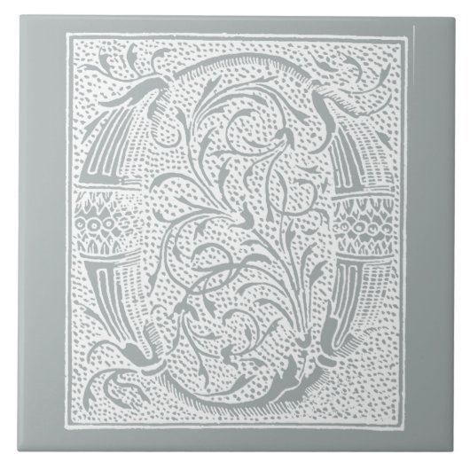  letter O Monogram Initialen Grijs "O" Tegeltje (Voorkant)