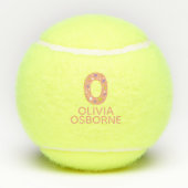Letter O monogram meisjes gepersonaliseerd koraal Tennisballen (Achterkant)