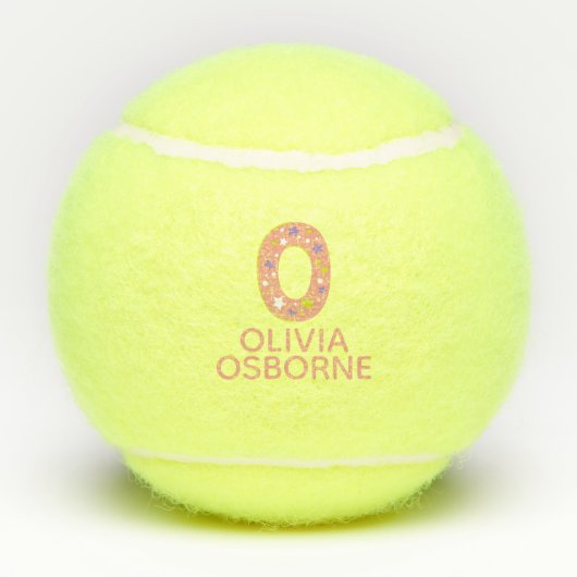 Letter O monogram meisjes gepersonaliseerd koraal Tennisballen (Achterkant)