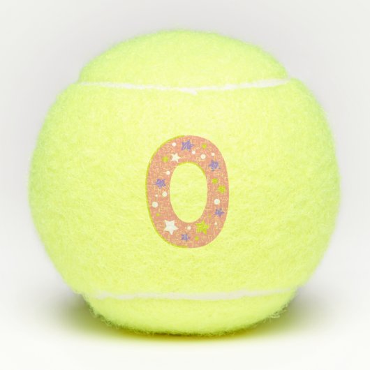 Letter O monogram meisjes gepersonaliseerd koraal Tennisballen (Voorkant)